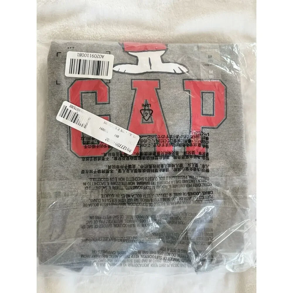 Gap Kids Peanuts Snoopy Logo Sweatshirt Gray Size XL Joe Cool Pullover Unisex